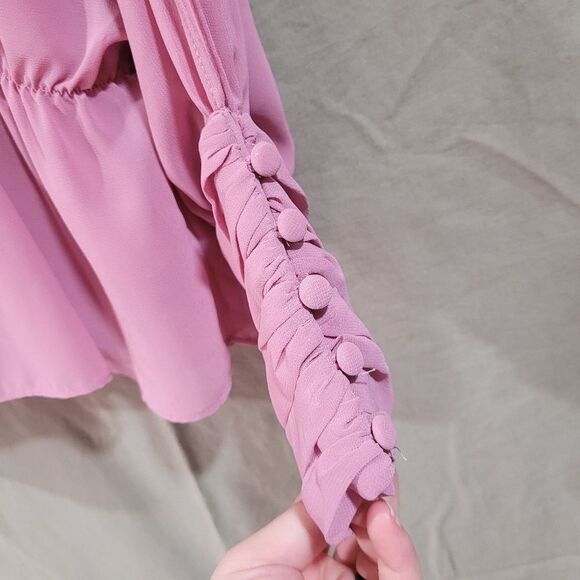 W118 by Walter baker size small pink split long sleeve peplum top - Picture 5 of 12